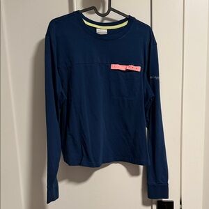 Columbia Navy Long Sleeve Tee with Pink Accent